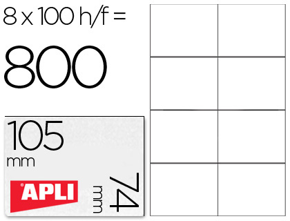 CJ100 hojas A4 800 etiquetas adhesivas Apli 01279 105x74mm. ILC